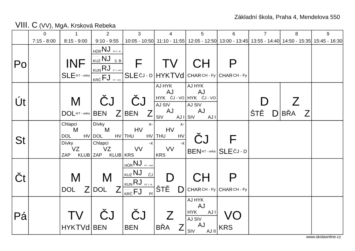 rozvrh 8. C, 2024/25