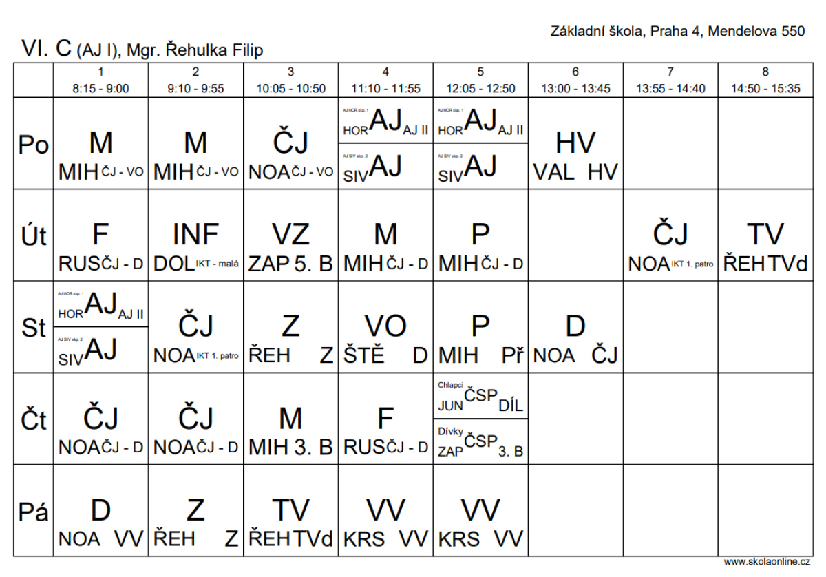 Rozvrh 6.C